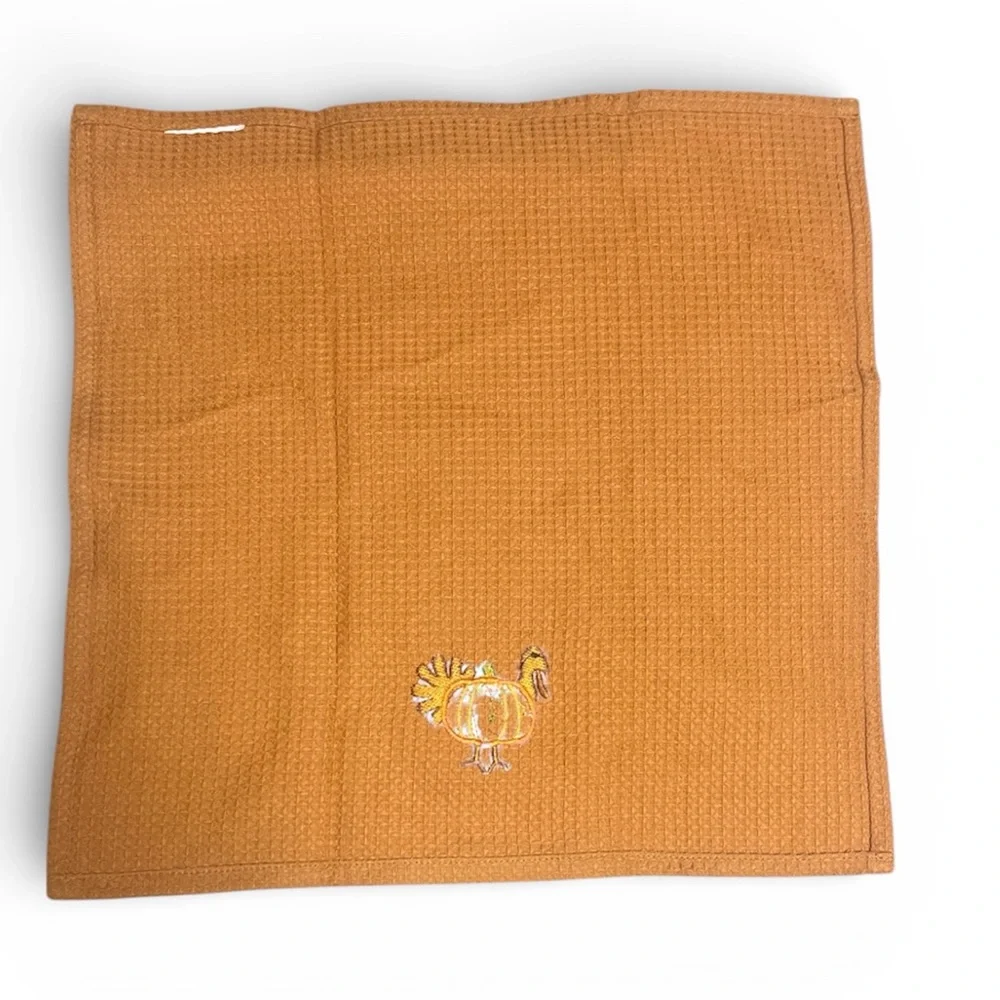 Crate&Barrel Orange and Green Turkey Kitchen Towels